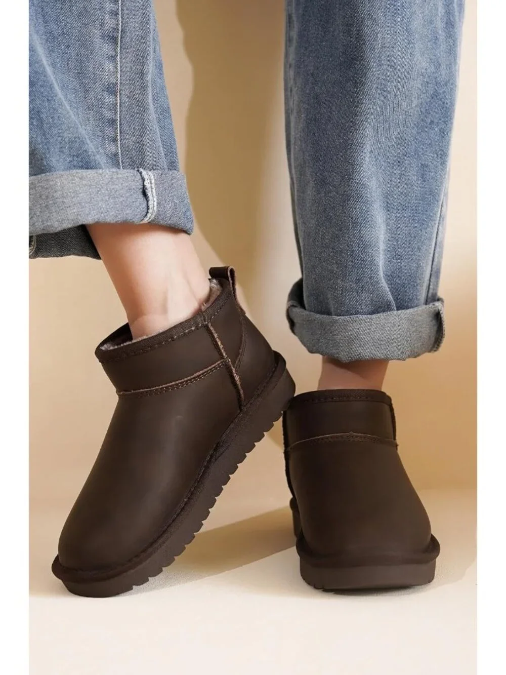 Womens Brown Distressed Suede Cloud Genuine Leather Comfortable Ankle Boots